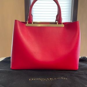 BNWT Donna Karan Mally Red Medium Leather Tote